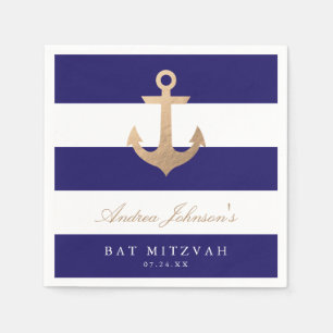 Nautical Navy Bat Mitzvah Napkin