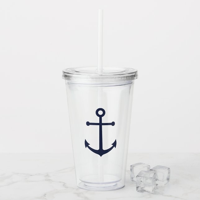 Nautical Navy Blue Anchor Acrylic Tumbler (Creator Uploaded)