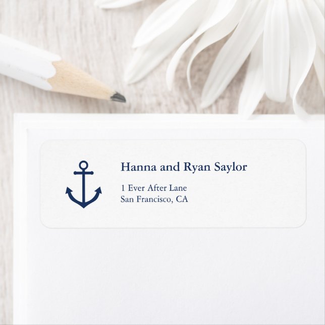 Nautical Navy Blue Anchor Address Labels (Insitu)