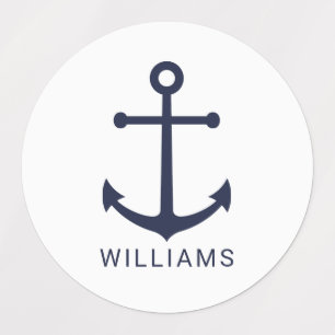 Nautical Navy Blue Anchor and Custom Name
