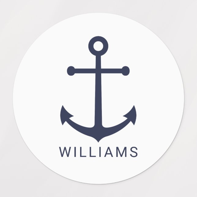 Nautical Navy Blue Anchor and Custom Name (Design 3)