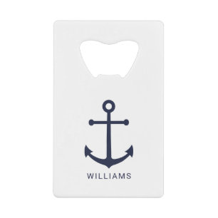 Nautical Navy Blue Anchor and Custom Name