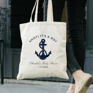 Nautical Navy Blue Anchor Baby Shower Personalised Tote Bag