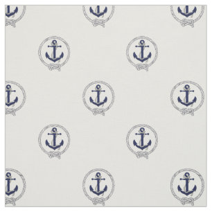 Nautical Navy blue anchor/blue seaman's knot Fabric