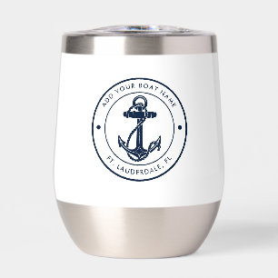 Nautical Navy Blue Anchor Boat Name Custom