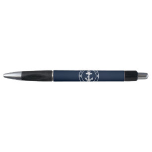 Nautical Navy Blue Anchor Boat Name Custom
