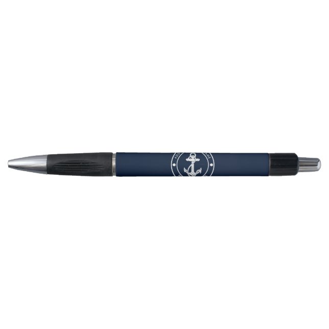 Nautical Navy Blue Anchor Boat Name Custom (Front)