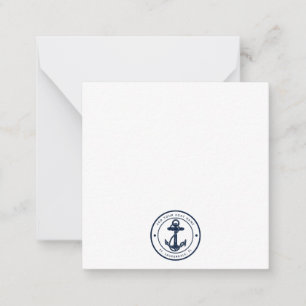 Nautical Navy Blue Anchor Boat Name Custom Card