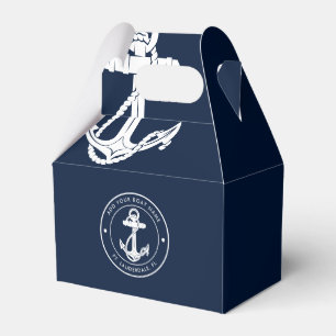 Nautical Navy Blue Anchor Boat Name Custom Favour Box