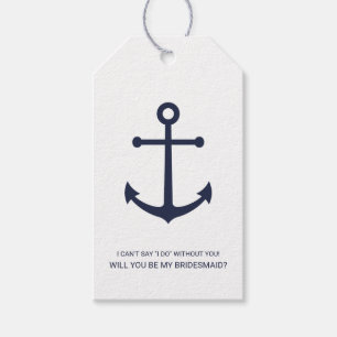 Nautical Navy Blue Anchor Bridesmaid Proposal Gift Gift Tags