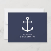Nautical Navy Blue Anchor Bridesmaid Proposal