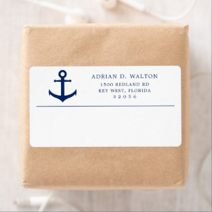 Nautical Navy Blue Anchor Business Return Address
