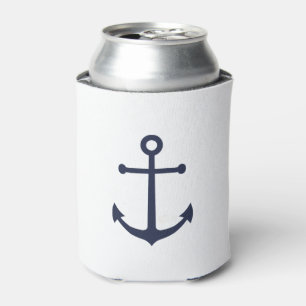 Nautical Navy Blue Anchor Can Cooler