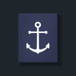 Nautical Navy Blue Anchor Canvas Print<br><div class="desc">Modern Minimalist Nautical Canvas Print featuring white anchor on navy blue background.

Perfect as beach house decor,  housewarming gift and more.</div>