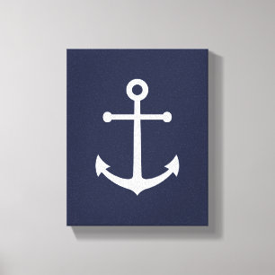 Nautical Navy Blue Anchor Canvas Print