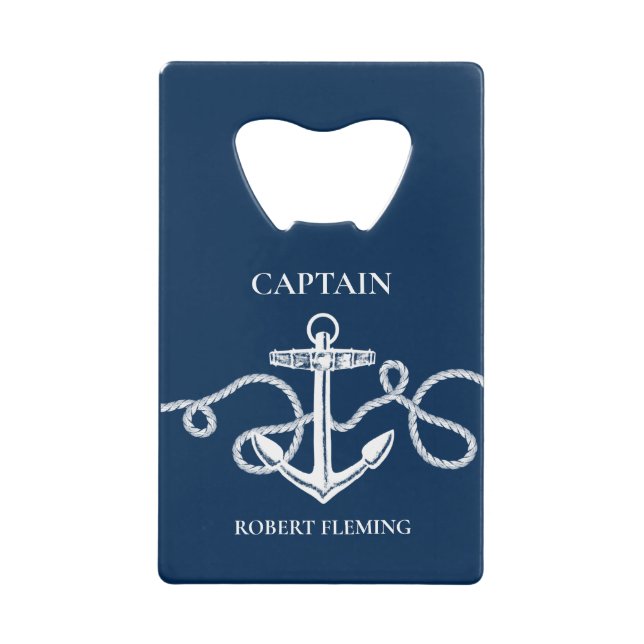 Nautical Navy Blue Anchor Captain Name (Front)