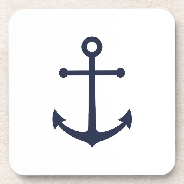 Nautical Navy Blue Anchor Coaster (Front)