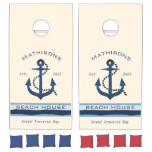 Nautical Navy Blue Anchor Custom Beach House Name