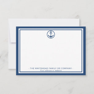 Nautical Navy Blue Anchor Custom Family Business Card