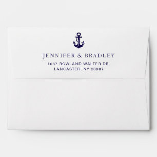 Nautical Navy Blue Anchor Custom Return Address Envelope