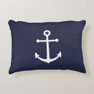 Nautical Navy Blue Anchor Decorative Cushion