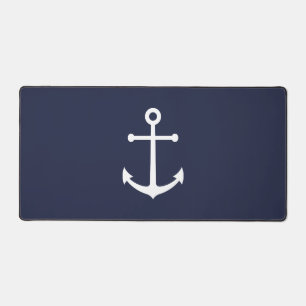 Nautical Navy Blue Anchor Desk Mat