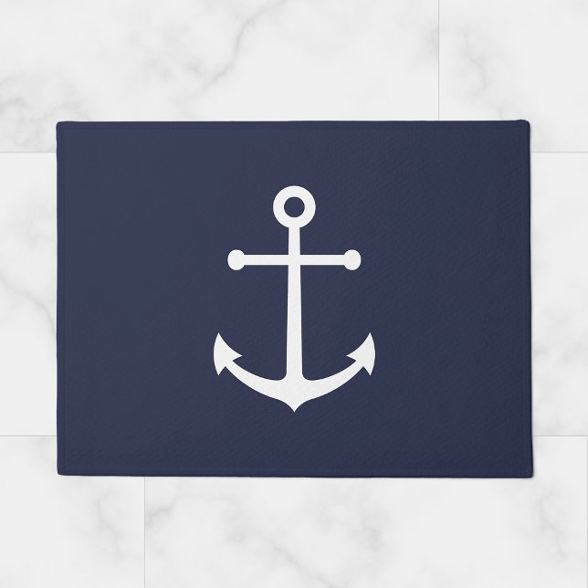 Nautical Navy Blue Anchor Doormat (Creator Uploaded)