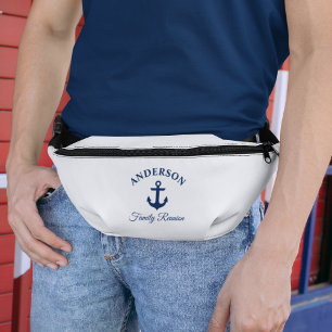 Nautical Navy Blue Anchor Family Reunion Bum Bags