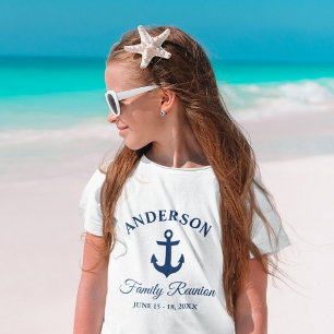 Nautical Navy Blue Anchor Family Reunion Girl's T-Shirt