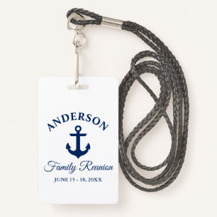 Nautical Navy Blue Anchor Family Reunion ID Badge