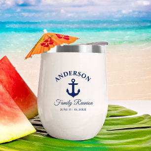 Nautical Navy Blue Anchor Family Reunion Tumbler