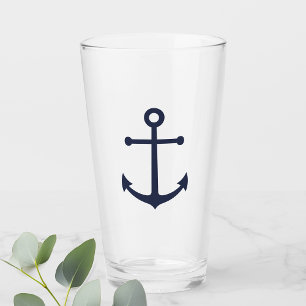 Nautical Navy Blue Anchor Glass