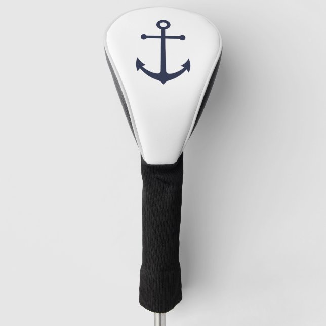 Nautical Navy Blue Anchor Golf Head Cover (Front)