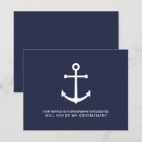 Nautical Navy Blue Anchor Groomsmen Proposal