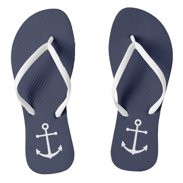 Nautical Navy Blue Anchor Jandals (Footbed)