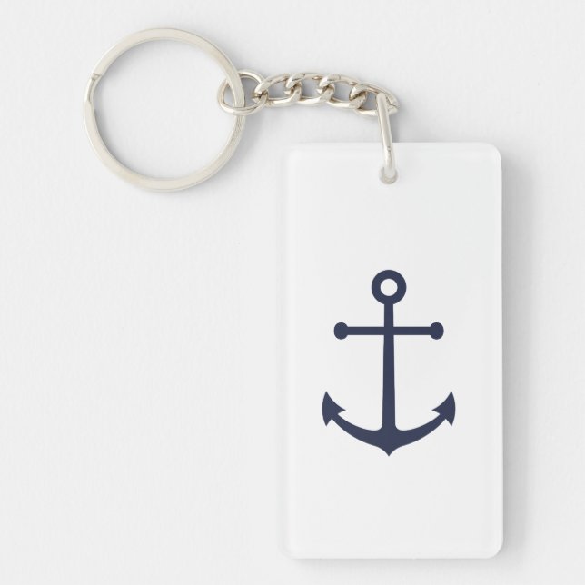 Nautical Navy Blue Anchor Key Ring (Front)