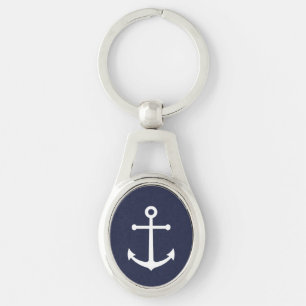 Nautical Navy Blue Anchor Key Ring