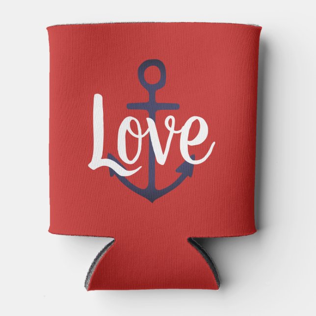 nautical navy blue ANCHOR + LOVE | Can Cooler (Front)