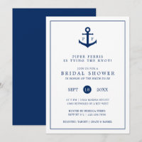 Nautical Navy Blue Anchor Monogram Bridal Shower