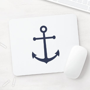 Nautical Navy Blue Anchor Mouse Pad