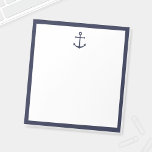 Nautical Navy Blue Anchor Notepad<br><div class="desc">Modern Minimalist Nautical Note Pad
featuring navy blue anchor on white blank space with navy blue border.</div>