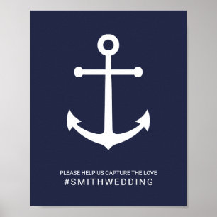 Nautical Navy Blue Anchor Oh Snap Wedding Sign