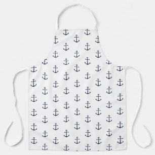 Nautical Navy Blue Anchor Pattern Apron