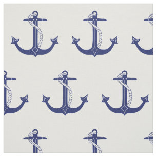 Nautical Navy Blue Anchor Pattern Fabric