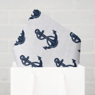 Nautical Navy Blue Anchor Pattern Modern Tissue Paper