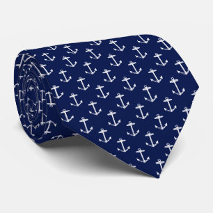 Nautical Navy Blue Anchor Pattern Tie
