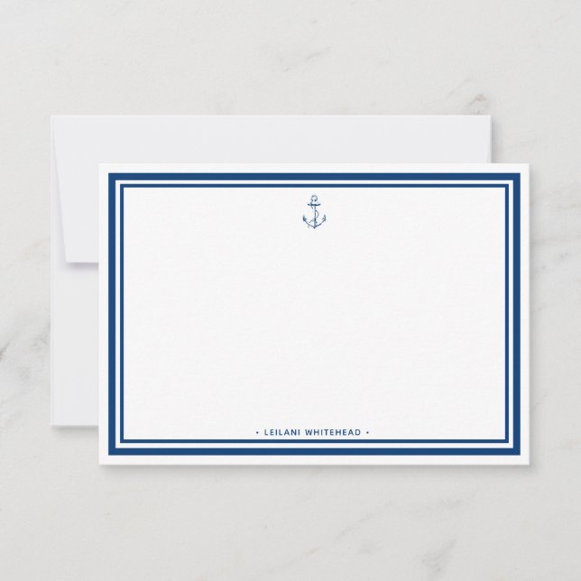 Nautical Navy Blue Anchor Personalised Card (Front)