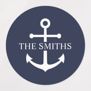 Nautical Navy Blue Anchor Personalised Family Name