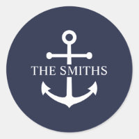 Nautical Navy Blue Anchor Personalised Family Name