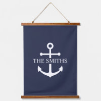 Nautical Navy Blue Anchor Personalised Family Name